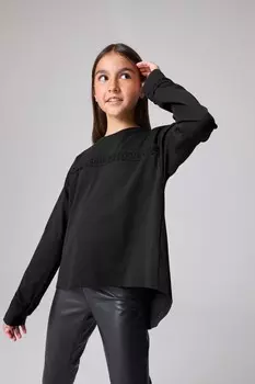 Футболка для девочек с длинным рукавом и кружевной складкой на спине Smallsaints, черный