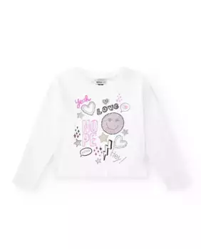 Футболка для девочек с длинным рукавом, украшенная графикой Tuc tuc, белый