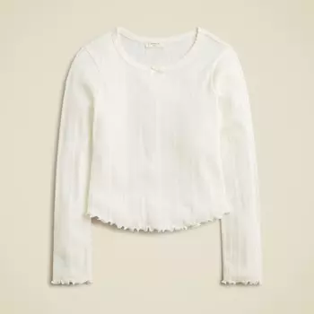 Футболка для девочек с длинными рукавами ажурная вязка J.Crew, белый