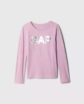 Футболка для девочек с длинными рукавами и логотипом Gap спереди, цвет Lila