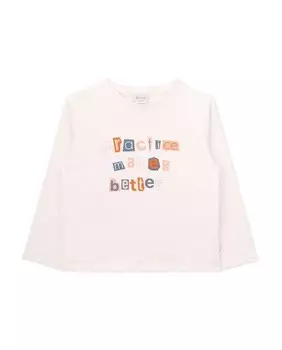 Футболка для девочек с длинными рукавами и надписью спереди Knot, белый