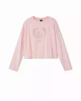 Футболка для девочек с длинными рукавами и логотипом Desigual, розовый