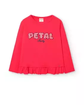 Футболка для девочек с длинными рукавами и рюшами Boboli, фуксия