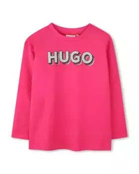 Футболка для девочек с длинными рукавами из 100% хлопка Hugo, цвет Fucsia