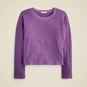 Футболка для девочек с длинными рукавами окрашенная в готовом виде из разношенного трикотажа J.Crew, фиолетовый