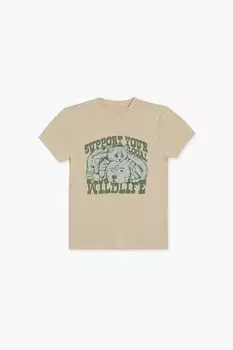 Футболка для девочек с изображением местной дикой природы Forever 21, серо-коричневый