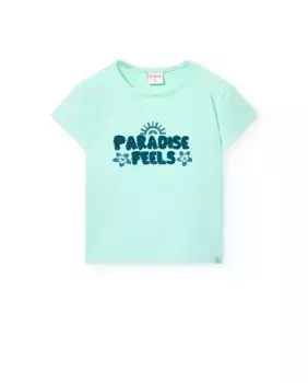 Футболка для девочек с короткими рукавами и круглым вырезом Boboli, светло-зеленый