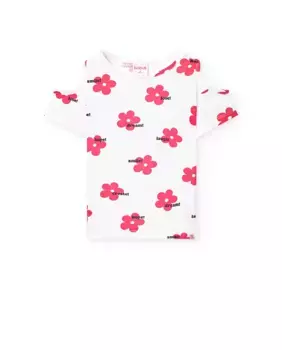 Футболка для девочек с короткими рукавами и вырезом-лодочкой Boboli, белый