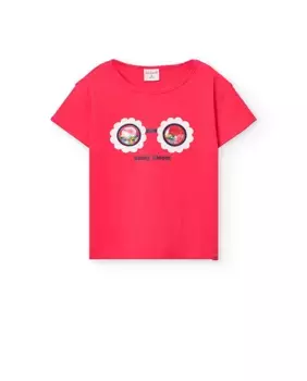 Футболка для девочек с короткими рукавами и круглым вырезом Boboli, фуксия