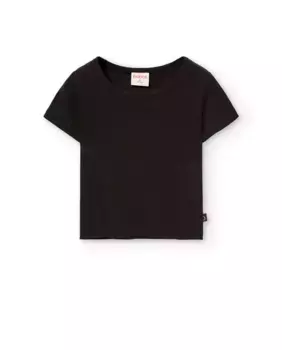 Футболка для девочек с короткими рукавами и круглым вырезом Boboli, чёрный