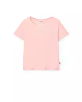 Футболка для девочек с короткими рукавами и круглым вырезом Boboli, цвет Rosa