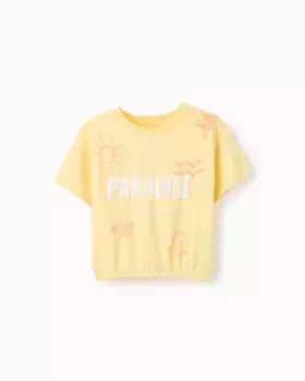 Футболка для девочек с короткими рукавами и эластичной талией Zippy, жёлтый