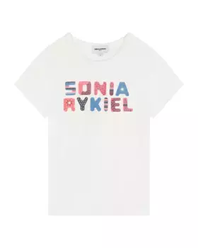 Футболка для девочек с короткими рукавами из 100% хлопка Sonia Rykiel, белый