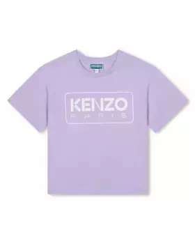 Футболка для девочек с короткими рукавами из 100% хлопка Kenzo Kids, цвет Lila