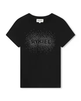 Футболка для девочек с короткими рукавами из 100% хлопка Sonia Rykiel, черный