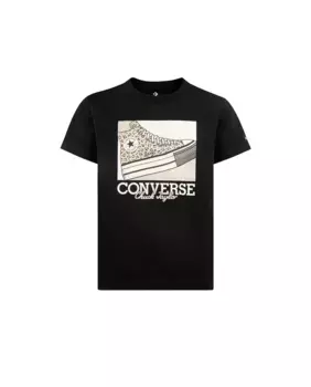 Футболка для девочек с леопардовыми кроссовками Converse, черный