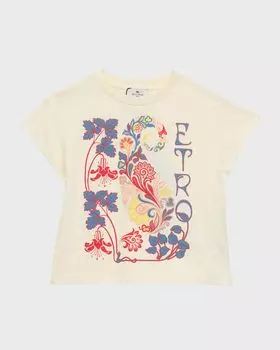 Футболка для девочек с логотипом и принтом пейсли Etro, цвет White
