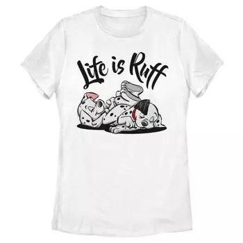 Футболка для девочек с принтом «101 далматинец» и спящими щенками «Жизнь жестка» Disney, белый