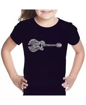 Футболка для девочек с рисунком Word Art — гитара в стиле кантри La Pop Art, фиолетовый