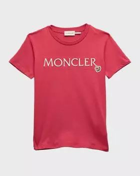 Футболка для девочек с вышитым логотипом Moncler, цвет Berry