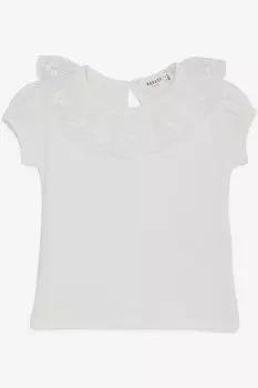 Футболка для девочек со шнуровкой и вышивкой, воротник экрю (1–4 года) Breeze