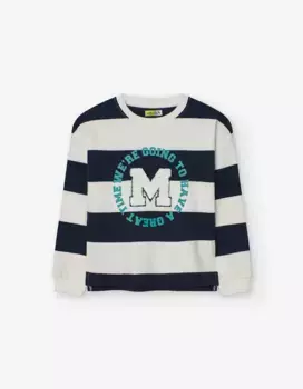 Футболка для девочки 100% хлопок с принтом и полосками Losan, мультиколор