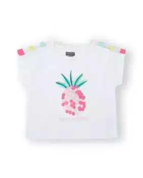 Футболка для девочки белого цвета с разрезами на плечах Canada House, белый