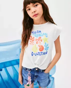 Футболка для девочки без рукавов с узлом Kids El Corte Ingls, белый