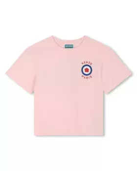 Футболка для девочки из 100% хлопка с рисунком на спине Kenzo Kids, розовый