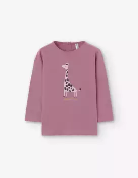 Футболка для девочки из 100% хлопка с рисунком спереди Losan, розовый