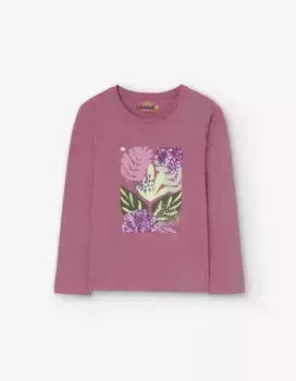 Футболка для девочки из 100% хлопка с рисунком спереди Losan, розовый