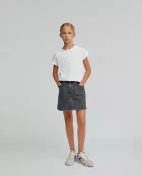 Футболка для девочки из 100% хлопка со стразами Scalpers, белый