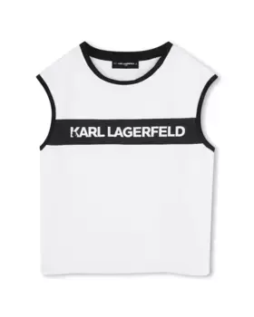 Футболка для девочки из белого хлопка Karl Lagerfeld Kids, белый