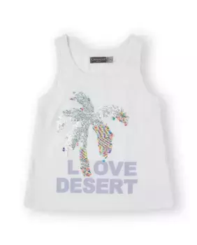 Футболка для девочки из хлопка белого цвета с пайетками Canada House, белый