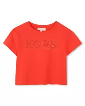 Футболка для девочки из хлопка с короткими рукавами Michael Kors, красный