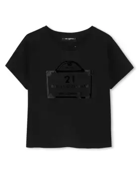 Футболка для девочки из хлопка с короткими рукавами Karl Lagerfeld Kids, чёрный
