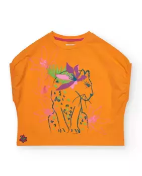 Футболка для девочки из хлопка с принтом спереди Tuc tuc, оранжевый