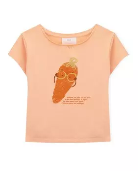 Футболка для девочки из органического хлопка с морковным принтом KNOT, оранжевый