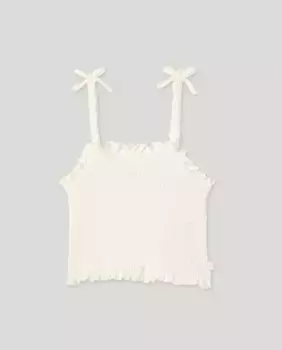 Футболка для девочки на присборенных бретелях, резинках Kids El Corte Ingls, кремово-белый