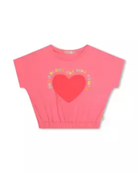 Футболка для девочки с эластичным низом и рисунком спереди Billieblush, фуксия