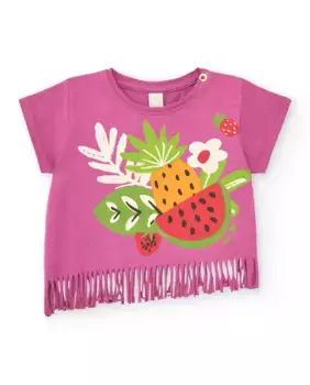 Футболка для девочки с бахромой и фруктовым принтом Tuc tuc, сиреневый