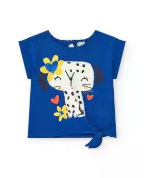 Футболка для девочки с бантом сбоку и пуговицей сзади Tuc tuc, синий