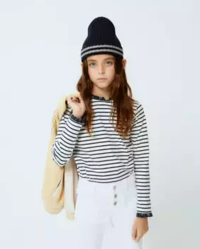 Футболка для девочки с цветочным рюшом Kids El Corte Ingls, синий