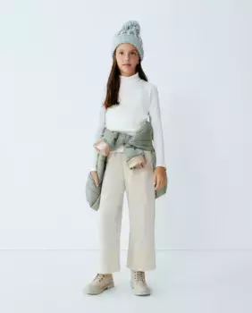 Футболка для девочки с длинными рукавами и воротником в рубчик Kids El Corte Ingls, цвет 120 Crudo