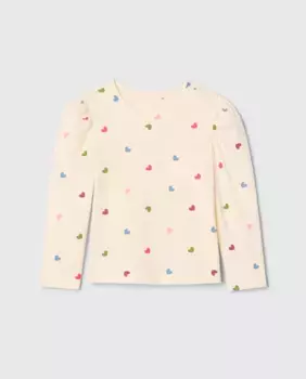 Футболка для девочки с длинными рукавами и цветочным принтом Gap, цвет Marfil