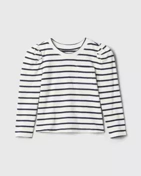 Футболка для девочки с длинными рукавами и цветочным принтом Gap, белый