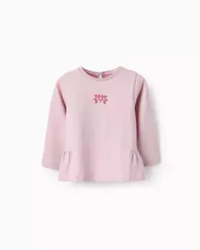 Футболка для девочки с длинными рукавами и рельефным рисунком Zippy, розовый