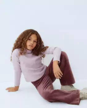 Футболка для девочки с длинными рукавами и воротником в рубчик Kids El Corte Ingls, сиреневый