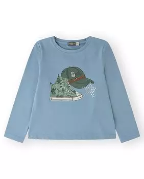 Футболка для девочки с длинными рукавами и круглым вырезом Canada House, светло-синий