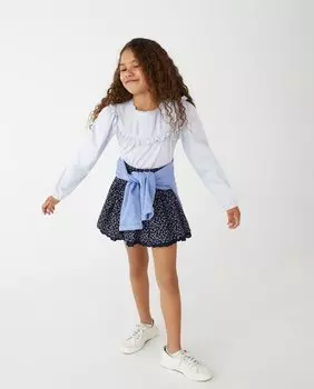 Футболка для девочки с длинными рукавами и круглым вырезом El Corte Ingls, светло-синий